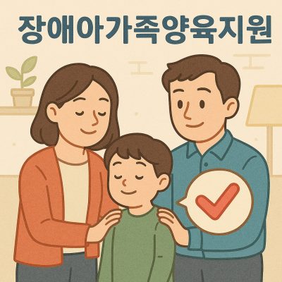 장애아가족양육지원 제도를 설명하며 돌봄 부담 완화 방안을 안내하는 인포그래픽
