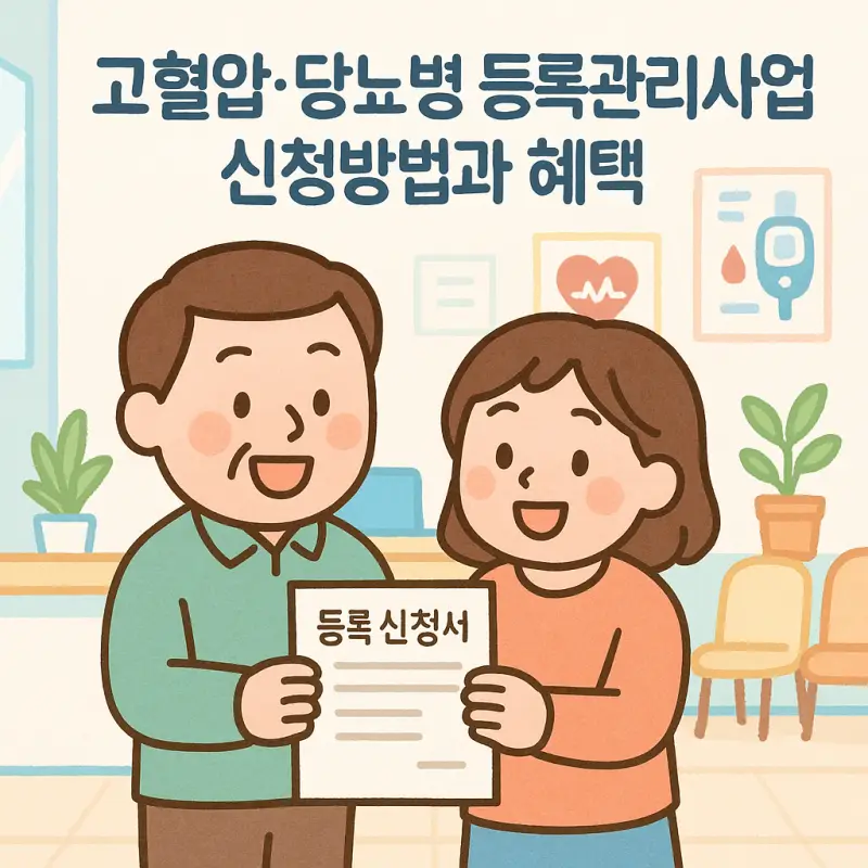 고혈압 당뇨병 등록관리사업 신청방법과 혜택을 안내하는 보건복지 정보 썸네일