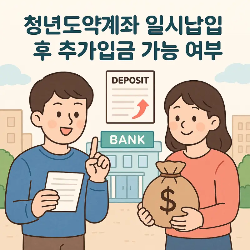 청년도약계좌 일시납입 후 추가입금 가능 여부 완벽 정리 1 청년도약계좌 일시납입 후 추가입금 가능 여부를 설명하는 금융 정보 썸네일